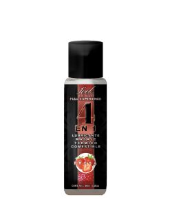 4 en 1 Lubricante y Aceite para Masaje Efecto Térmico Caliente Comestible Sabor Fresa 30ml Feel Love