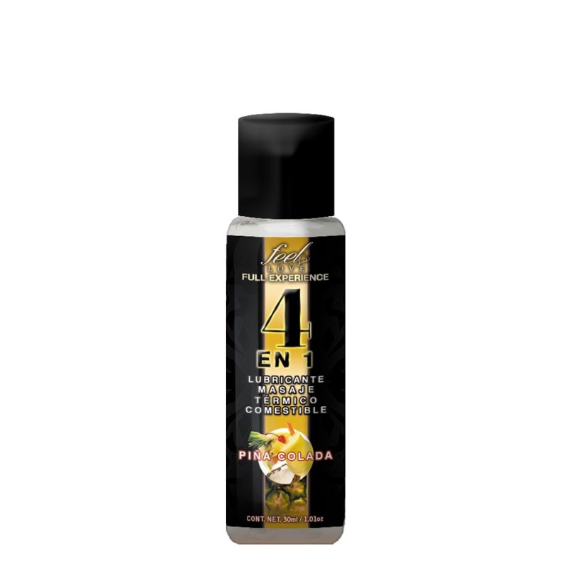 4 en 1 Lubricante y Aceite para Masaje Efecto Térmico Caliente Comestible Sabor Piña 30ml Feel Love