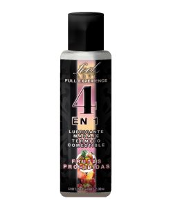 4 en 1 Lubricante y Aceite para Masaje Efecto Térmico Caliente Comestible Sabor Frutas de la Pasión 60ml Feel Love