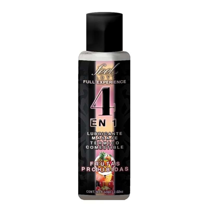 4 en 1 Lubricante y Aceite para Masaje Efecto Térmico Caliente Comestible Sabor Frutas de la Pasión 60ml Feel Love