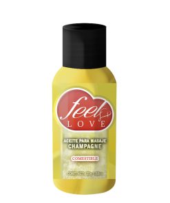 Aceite para Masaje Efecto Térmico Caliente Comestible Sabor Champagne 25ml Feel Love