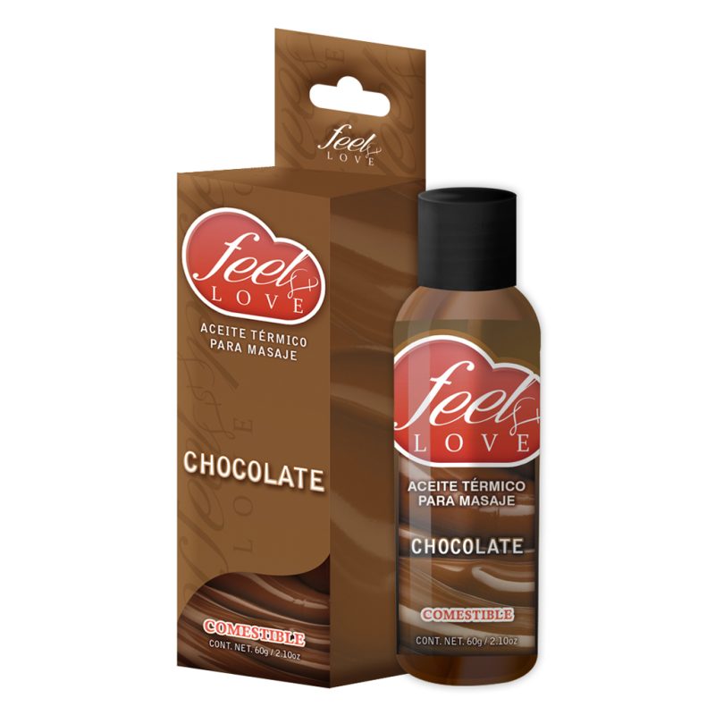 Aceite para Masaje Efecto Térmico Caliente Comestible Sabor Chocolate 60ml Feel Love