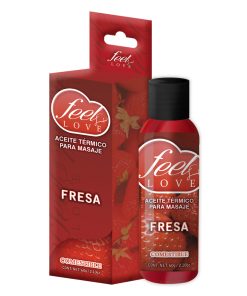 Aceite para Masaje Efecto Térmico Caliente Comestible Sabor Fresa 60ml Feel Love