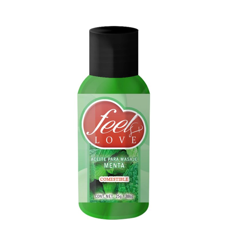 Aceite para Masaje Efecto Térmico Caliente Comestible Sabor Menta 25ml Feel Love