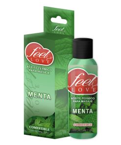 Aceite para Masaje Efecto Térmico Caliente Comestible Sabor Menta 60ml Feel Love
