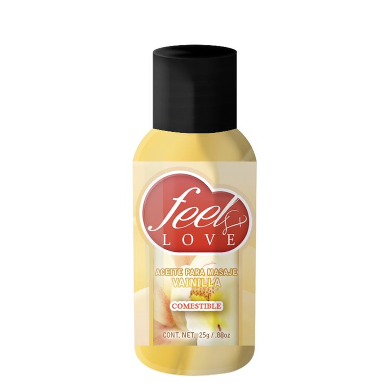 Aceite para Masaje Efecto Térmico Caliente Comestible Sabor Vainilla 25ml Feel Love