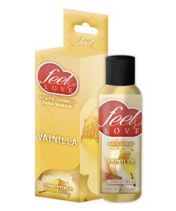Aceite para Masaje Efecto Térmico Caliente Comestible Sabor Vainilla 60ml Feel Love