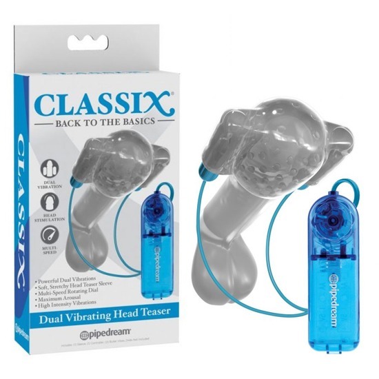 Funda Vibradora para Glande Classix Dual Vibrating Head Teaser Blue Clear Pipedream