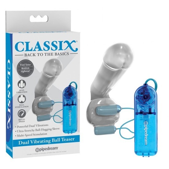 Funda Vibradora para Testículos Classix Dual Vibrating Ball Teaser Blue Clear Pipedream