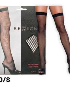 BeWicked Nylon Fishnet Thigh Highs-Black O/S