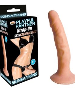 SKINSATIONS - PLAYFUL PARTNER - STRAP ON DILDO WITH HARNESS - 8"