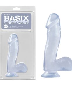 Basix Rubber Works 6.5" Dong with Suction Cup-Clear