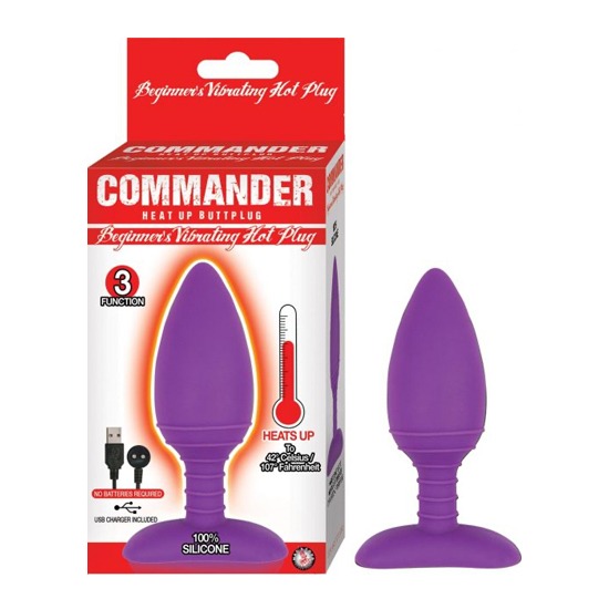 Plug Anal Vibrador para Principiantes con Función de Calor Morado Commander Beginner Nasstoys