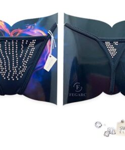 TANGA LYCRA CRISTAL ANIMAL PRINT NEGRO