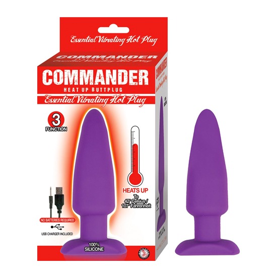 Plug Anal Vibrador con Función de Calor Morado Commander Essential Nasstoys