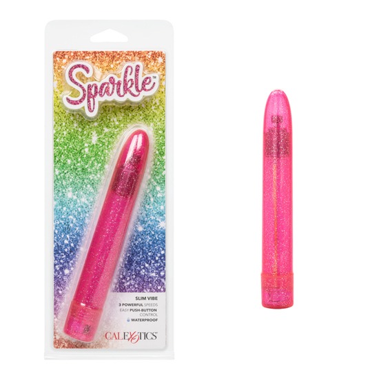 Vibrador tipo Bullet Sparkle Slim Vibe Rosa 13cm CalExotics