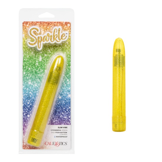 Vibrador tipo Bullet Sparkle Slim Vibe Amarillo 13cm CalExotics