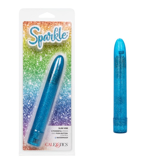 Vibrador tipo Bullet Sparkle Slim Vibe Azul 13cm CalExotics