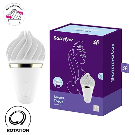 Vibrador de Rotación Sweet Treat Spinnator Blanco Satisfyer