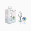 Cheeky Charms-Silver Metal Butt Plug-  Round-Clear-Small