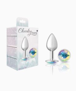 Cheeky Charms-Silver Metal Butt Plug-  Round-Clear-Small