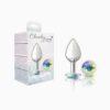 Cheeky Charms-Silver Metal Butt Plug-  Round-Clear-Medium