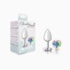 Cheeky Charms-Silver Metal Butt Plug-  Heart-Clear- Small