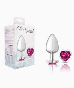 Cheeky Charms-Silver Metal Butt Plug-  Heart-Bright-Small