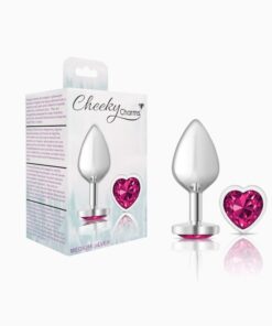 Cheeky Charms-Silver Metal Butt Plug-  Heart-Bright-Medium