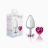 Cheeky Charms-Silver Metal Butt Plug-  Heart-Bright-Large