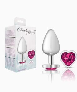 Cheeky Charms-Silver Metal Butt Plug-  Heart-Bright-Large