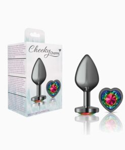 Cheeky Charms-Gunmetal Metal Buttplug-  Heart-Medium