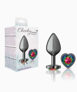 Cheeky Charms-Gunmetal Metal Butt Plug-  Heart-Large