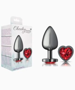 Cheeky Charms-Gunmetal Metal Butt Plug-  Heart-Large