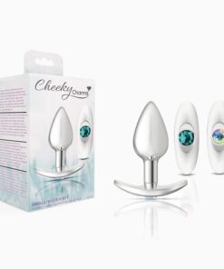 Cheeky Charms-Silver Metal Butt Plug Kit-  Clear/Teal - Small