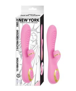 VIBES OF NEW YORK RIBBED SUCTION MASSAGER-PINK