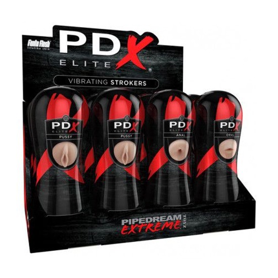 PDX Elite Vibrating Stroker Display - Light/Black 12 pcs · fotografía 1