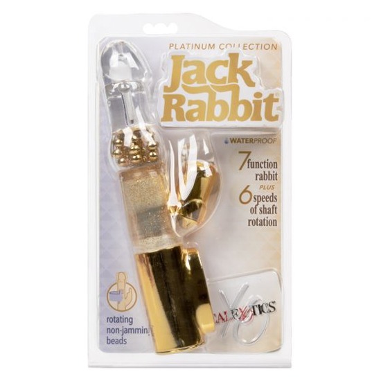 Vibrador Rabbit con Cuentas Giratorias Platinum Collection Gold CalExotics