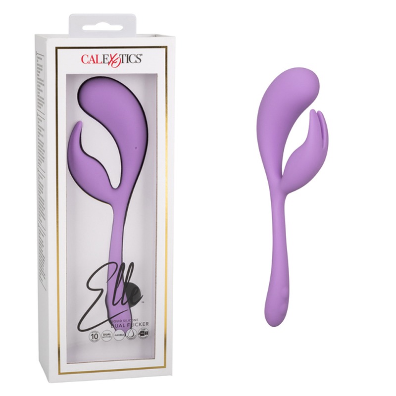 Vibrador Dual Flicker de Silicona Líquida Elle Púrpura CalExotics