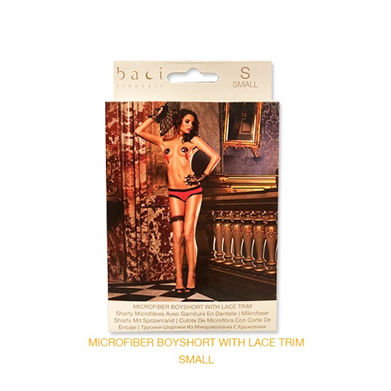 Panty Boyshort de Microfibra con Encaje Baci Talla CH Baci Lingerie