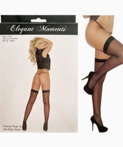 Fishnet Thigh Hi with Back Seam - One Size - Black
