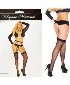 Sheer Thigh High - Queen Size - Black