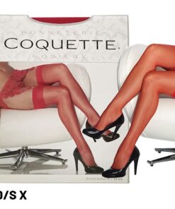 Coquette Thigh High Sheer Stockings-Red O/S X
