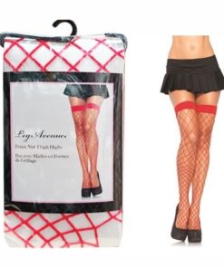 Fence Net Thigh Highs - One Size - Red