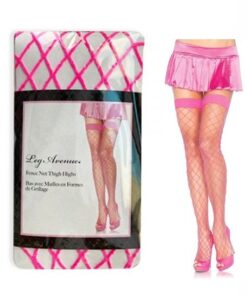 Fence Net Thigh Highs - One Size  - Neon Pink