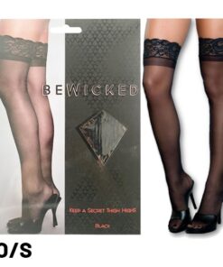 BeWicked Keep A Secret Thigh Highs-Black O/S
