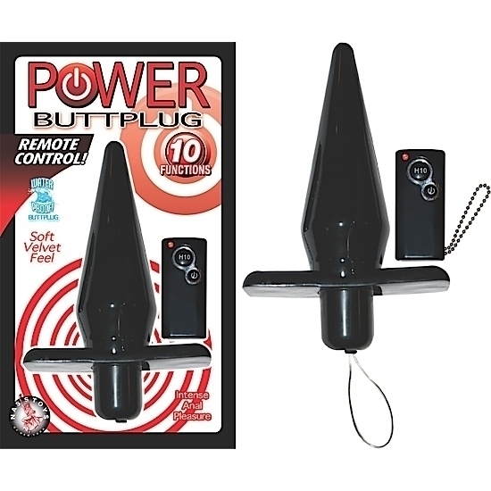 Plug Anal Vibrador con Control Remoto Power Buttplug 10 Funciones Negro Nasstoys