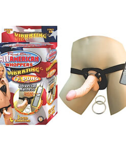 All American Whoppers Vibrating 6.5" Dong With Universal Harness - Flesh