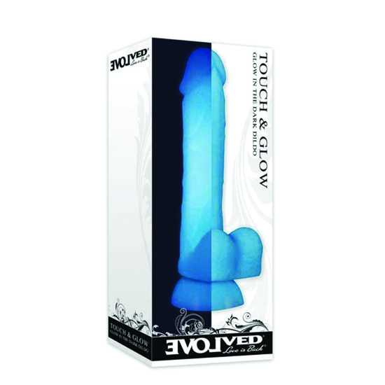 Dildo Realista Azul Fluorescente con Ventosa Touch & Glow Evolved 19cm