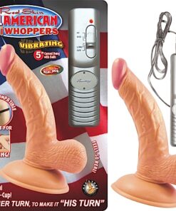 All American Mini Whoppers Vibrating 5'' Curved Dong W/ Balls Flesh